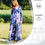 Pdf sewing patterns - S1025 Yasmin knit V neck dress with gathered or flared skirt by Sinclair Patterns