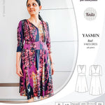 Pdf sewing patterns - S1025 Yasmin knit V neck dress with gathered or flared skirt by Sinclair Patterns