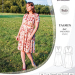 Pdf sewing patterns - S1025 Yasmin knit V neck dress with gathered or flared skirt by Sinclair Patterns