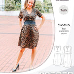 Pdf sewing patterns - S1025 Yasmin knit V neck dress with gathered or flared skirt by Sinclair Patterns