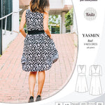 Pdf sewing patterns - S1025 Yasmin knit V neck dress with gathered or flared skirt by Sinclair Patterns