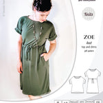 Sinclair Patterns S1032 Zoe relaxed fit dolman top and drawstring knit dress or top for women pdf sewing pattern