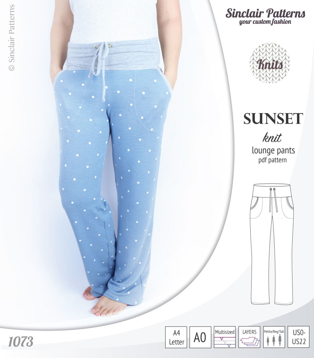 Sunset knit lounge pants PDF Sinclair Patterns