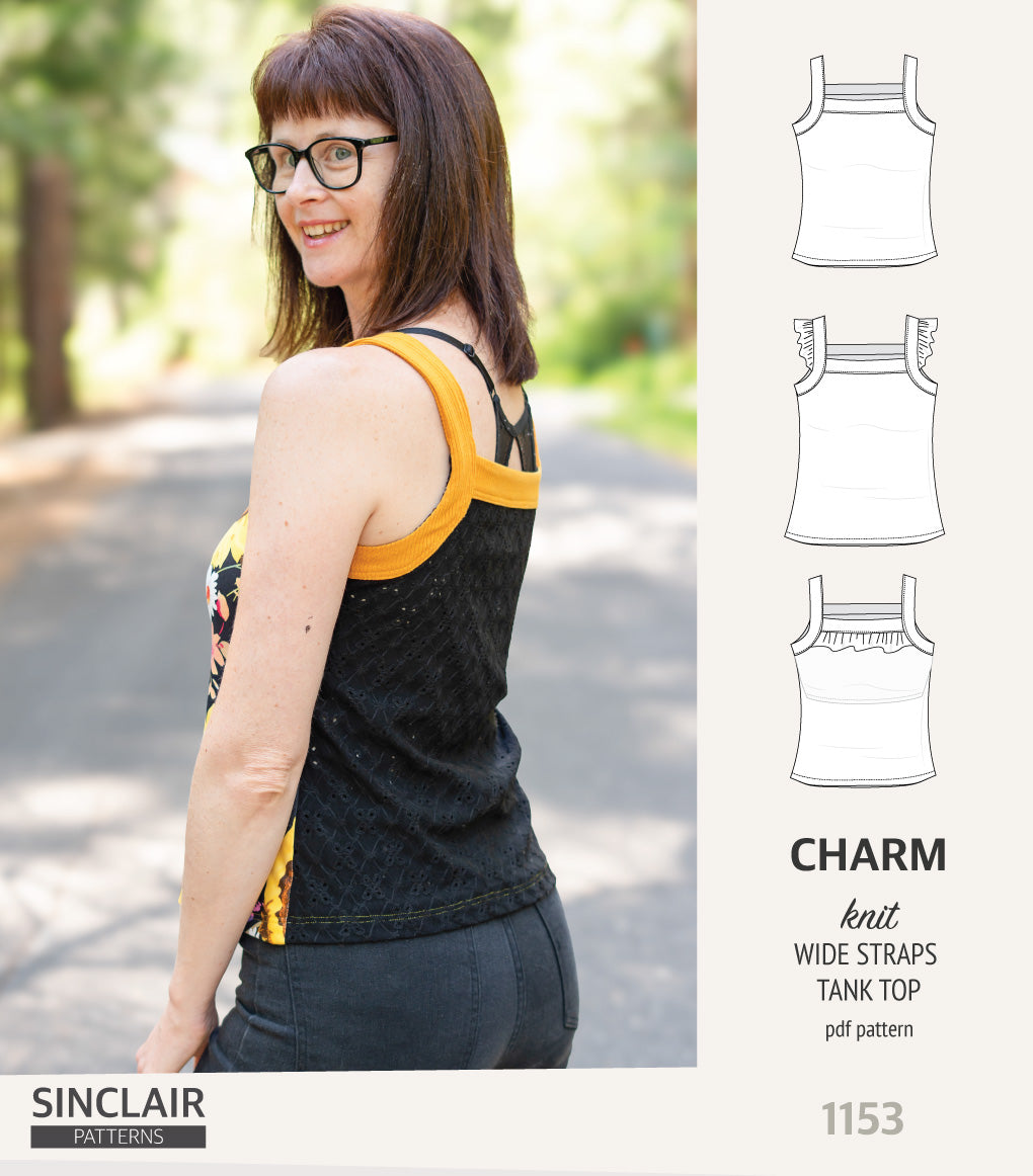 Charm wide straps tank top with optional ruffles (PDF) – Sinclair Patterns