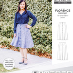 Pdf sewing pattern S1018 Florence 8 gored skirt with buttons or zipper for woven fabrics by Sinclair Patterns