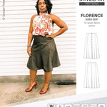 Pdf sewing pattern S1018 Florence 8 gored skirt with buttons or zipper for woven fabrics by Sinclair Patterns