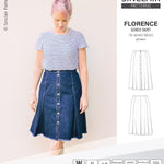 Pdf sewing pattern S1018 Florence 8 gored skirt with buttons or zipper for woven fabrics by Sinclair Patterns