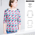 Pdf sewing pattern S1022 Adele knit boatneck top with shoulder inserts and tied sleeves by Sinclair Patterns