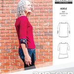 Pdf sewing pattern S1022 Adele knit boatneck top with shoulder inserts and tied sleeves by Sinclair Patterns