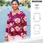 Pdf sewing pattern S1022 Adele knit boatneck top with shoulder inserts and tied sleeves by Sinclair Patterns