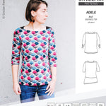 Pdf sewing pattern S1022 Adele knit boatneck top with shoulder inserts and tied sleeves by Sinclair Patterns