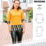 Pdf sewing pattern S1022 Adele knit boatneck top with shoulder inserts and tied sleeves by Sinclair Patterns