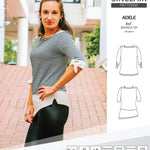 Pdf sewing pattern S1022 Adele knit boatneck top with shoulder inserts and tied sleeves by Sinclair Patterns