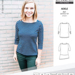 Pdf sewing pattern S1022 Adele knit boatneck top with shoulder inserts and tied sleeves by Sinclair Patterns