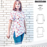 Pdf sewing pattern S1022 Adele knit boatneck top with shoulder inserts and tied sleeves by Sinclair Patterns