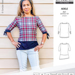 Pdf sewing pattern S1022 Adele knit boatneck top with shoulder inserts and tied sleeves by Sinclair Patterns