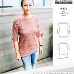 Pdf sewing pattern S1022 Adele knit boatneck top with shoulder inserts and tied sleeves by Sinclair Patterns