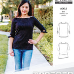 Pdf sewing pattern S1022 Adele knit boatneck top with shoulder inserts and tied sleeves by Sinclair Patterns