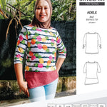 Pdf sewing pattern S1022 Adele knit boatneck top with shoulder inserts and tied sleeves by Sinclair Patterns