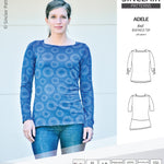 Pdf sewing pattern S1022 Adele knit boatneck top with shoulder inserts and tied sleeves by Sinclair Patterns