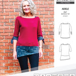 Pdf sewing pattern S1022 Adele knit boatneck top with shoulder inserts and tied sleeves by Sinclair Patterns