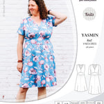 Pdf sewing patterns - S1025 Yasmin knit V neck dress with gathered or flared skirt by Sinclair Patterns 