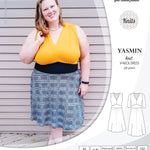 Pdf sewing patterns - S1025 Yasmin knit V neck dress with gathered or flared skirt by Sinclair Patterns 