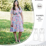 Pdf sewing patterns - S1025 Yasmin knit V neck dress with gathered or flared skirt by Sinclair Patterns 