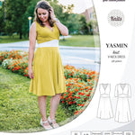 Pdf sewing patterns - S1025 Yasmin knit V neck dress with gathered or flared skirt by Sinclair Patterns 