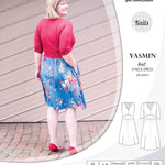 Pdf sewing patterns - S1025 Yasmin knit V neck dress with gathered or flared skirt by Sinclair Patterns 