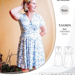 Pdf sewing patterns - S1025 Yasmin knit V neck dress with gathered or flared skirt by Sinclair Patterns 