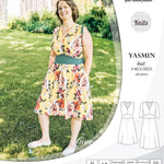 Pdf sewing patterns - S1025 Yasmin knit V neck dress with gathered or flared skirt by Sinclair Patterns 