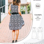 Pdf sewing patterns - S1025 Yasmin knit V neck dress with gathered or flared skirt by Sinclair Patterns 