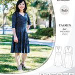 Pdf sewing patterns - S1025 Yasmin knit V neck dress with gathered or flared skirt by Sinclair Patterns 