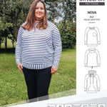 PDF sewing pattern Raglan sweatshirt sweater hoodie for women with kangaroo pocket, hood, cowl and drawstrings