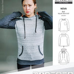 PDF sewing pattern Raglan sweatshirt sweater hoodie for women with kangaroo pocket, hood, cowl and drawstrings