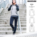 PDF sewing pattern Raglan sweatshirt sweater hoodie for women with kangaroo pocket, hood, cowl and drawstrings