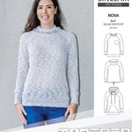 PDF sewing pattern Raglan sweatshirt sweater hoodie for women with kangaroo pocket, hood, cowl and drawstrings