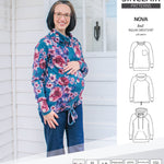 PDF sewing pattern Raglan sweatshirt sweater hoodie for women with kangaroo pocket, hood, cowl and drawstrings