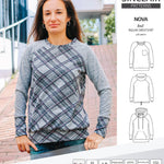 PDF sewing pattern Raglan sweatshirt sweater hoodie for women with kangaroo pocket, hood, cowl and drawstrings