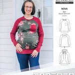 PDF sewing pattern Raglan sweatshirt sweater hoodie for women with kangaroo pocket, hood, cowl and drawstrings