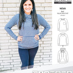 PDF sewing pattern Raglan sweatshirt sweater hoodie for women with kangaroo pocket, hood, cowl and drawstrings