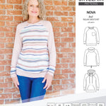 PDF sewing pattern Raglan sweatshirt sweater hoodie for women with kangaroo pocket, hood, cowl and drawstrings