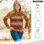 PDF sewing pattern Raglan sweatshirt sweater hoodie for women with kangaroo pocket, hood, cowl and drawstrings