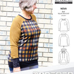 PDF sewing pattern Raglan sweatshirt sweater hoodie for women with kangaroo pocket, hood, cowl and drawstrings