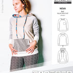 PDF sewing pattern Raglan sweatshirt sweater hoodie for women with kangaroo pocket, hood, cowl and drawstrings