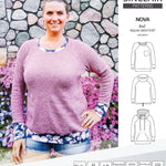 PDF sewing pattern Raglan sweatshirt sweater hoodie for women with kangaroo pocket, hood, cowl and drawstrings