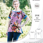 Sinclair Patterns S1032 Zoe relaxed fit dolman top and drawstring knit dress or top for women pdf sewing pattern