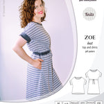 Sinclair Patterns S1032 Zoe relaxed fit dolman top and drawstring knit dress or top for women pdf sewing pattern