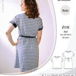 Sinclair Patterns S1032 Zoe relaxed fit dolman top and drawstring knit dress or top for women pdf sewing pattern